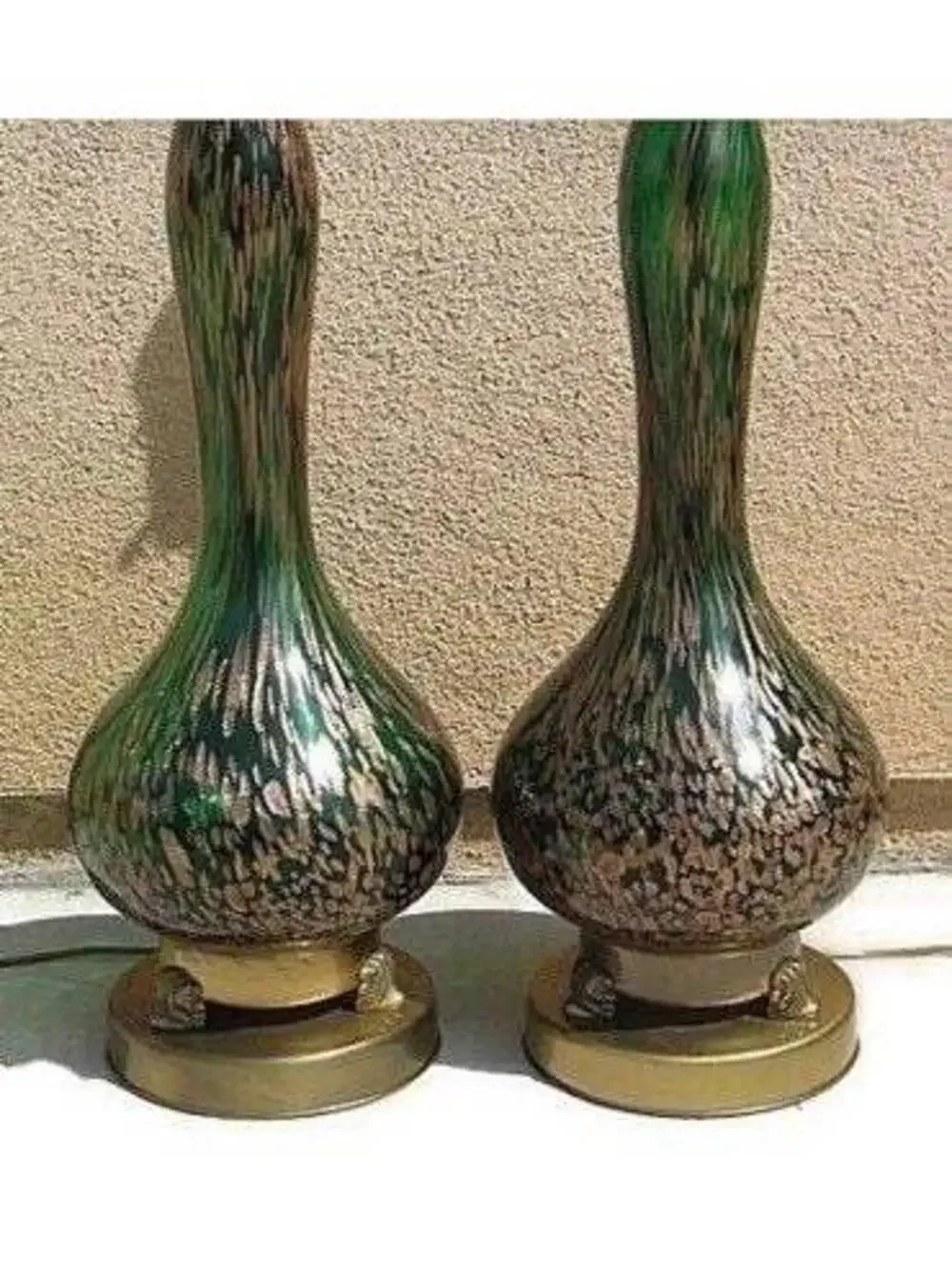 MCM Italy Fratelli Toso Murano Copper Aventurine Lamps Italy